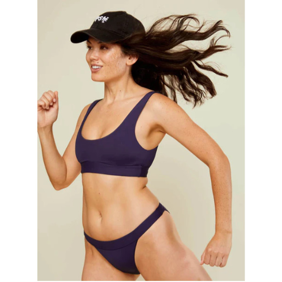 ANDIE SWIM  NWT The Banded Cheeky Bikini Bottom in Navy // L - Picture 1 of 11